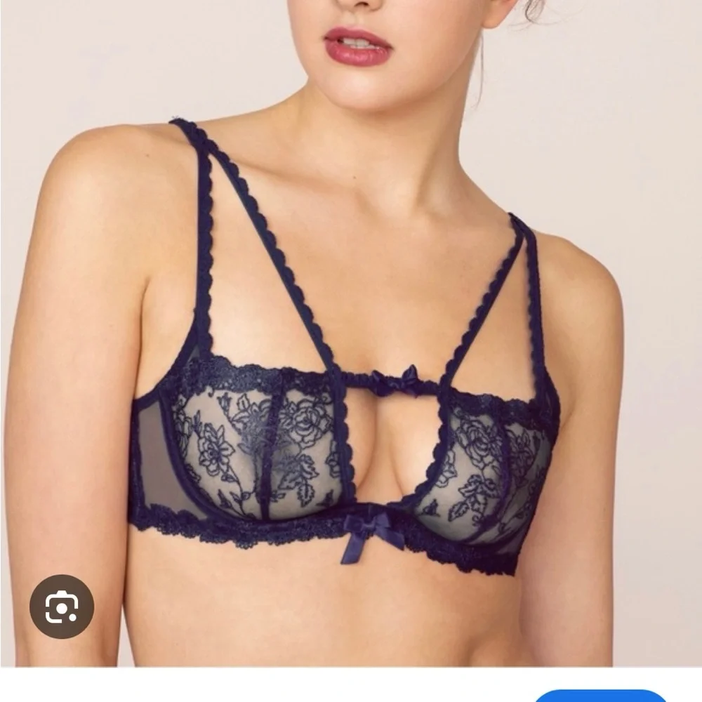 AGENT PROVOCATEUR | Rosa Bra and panty Lingerie Set in Navy Blue - Picture 2 of 11